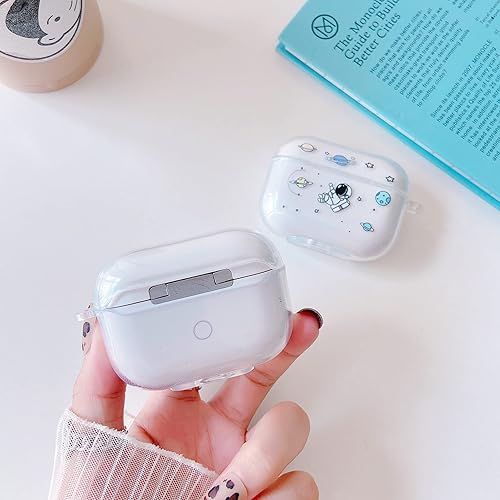 Vista 3 de ZTOFERA Funda transparente para Apple Airpods Pro, funda protectora a prueba de golpes, bonito patrón de astronauta para niñas, niños y mujeres