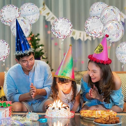 Miniatura 6 de 12 globos Bobo transparentes de feliz cumpleaños, redondos y coloridos 4D, 20 pulgadas para fiestas, bodas, decoración de baby shower