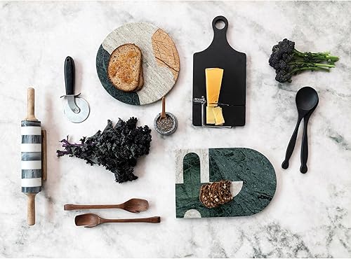 Miniatura 8 de Bloomingville Cortadora compacta de queso de mármol y tabla de cortar con diseño abstracto, verde