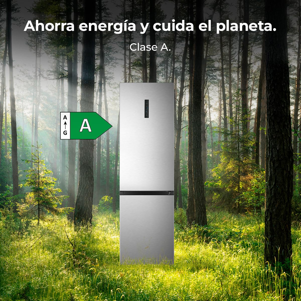 Cecotec Réfrigérateur Combi Total No Frost 336L Bolero CoolMarket Combi 336 Inox A. 201cm Hauteur, Fresh Flex, Humidity Flex, Compresseur Inverter Plus, Basse Consommation, Multi AirFlow, Mode Smart