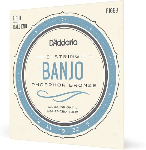 D'Addario Banjo Strings, Phosphor Bronze, EJ69B, Light Gauge 9-20, 5-String