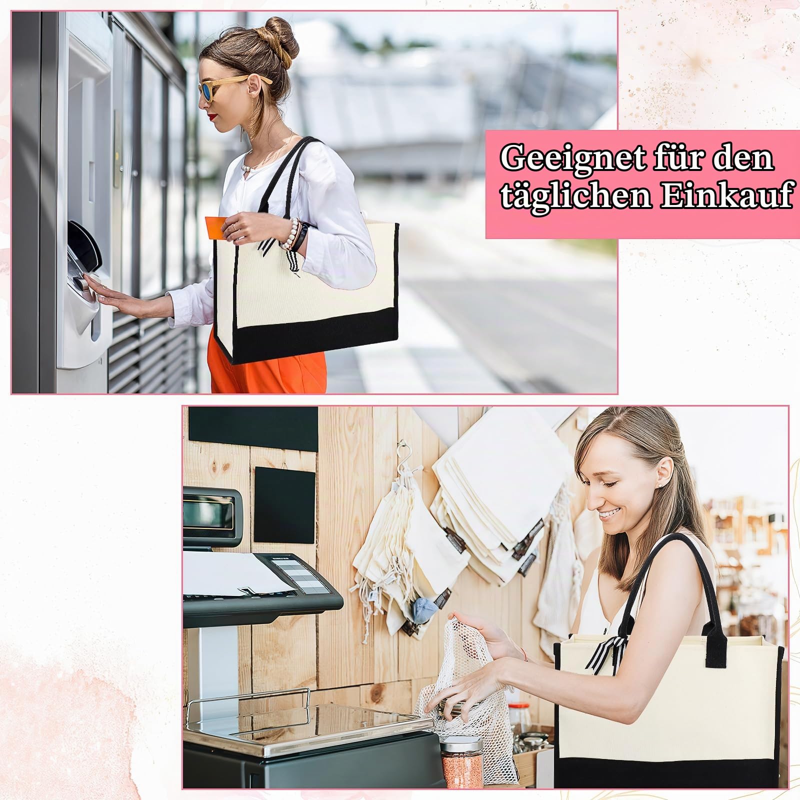 16 Stück Jute-Shopper mit Kosmetiktaschen, 43 x 30 x 18 cm Tote Bags Set