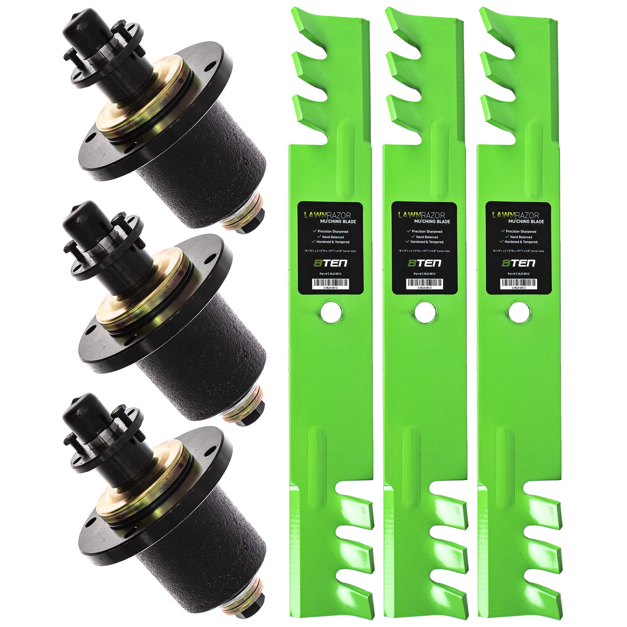 8TENSpindle Toothed Blade Kit for Wright 52 inch Deck Stander 52 Z52 ZTO Sport Sentar Mower 71460134