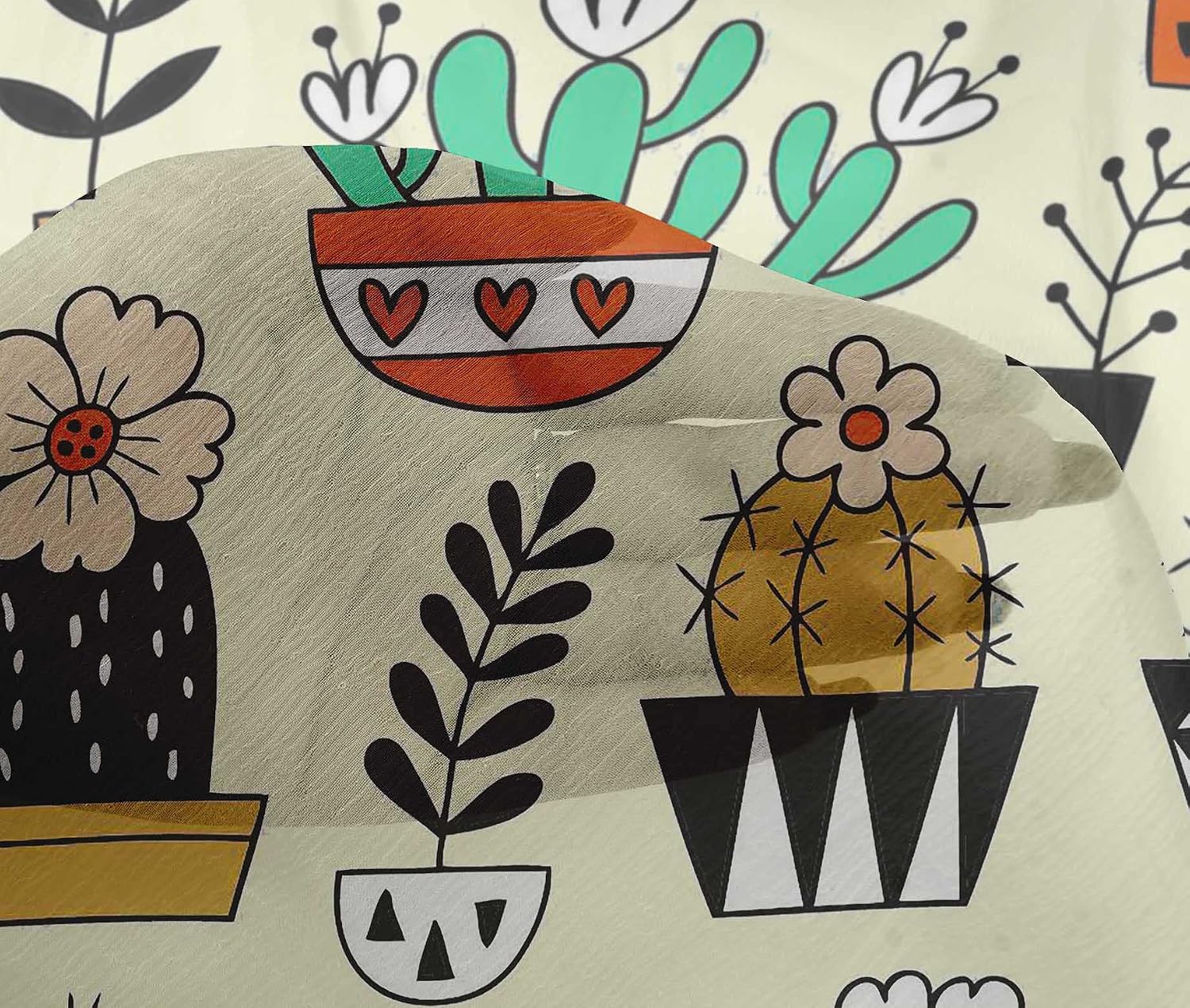 oneOone Viscose Chiffon Light Yellow Fabric Cactus DIY Clothing Quilting Fabric Print Fabric By Yard 42 Inch Wide-5W
