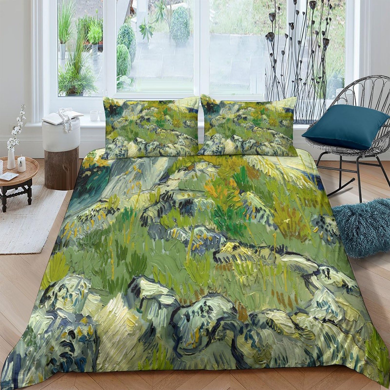 Ctjqhvkz Style-5 3D Printed Abstract Forest Fitted Sheet Microfiber Soft Green Moss Mattress Cover For Bedroom Dorm Room Decor Single（135X200cm）