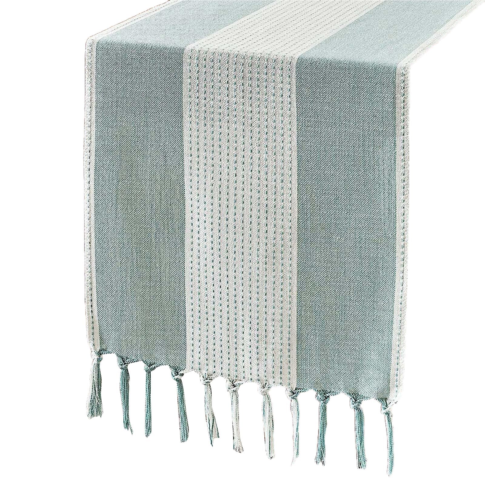 Jazuaiao Table Runner for Home Decor 72Inches Long Farmhouse Table Runner with Tassels for Dining Bedroom Decor Wedding Bridal Farmhouse Tablecloths