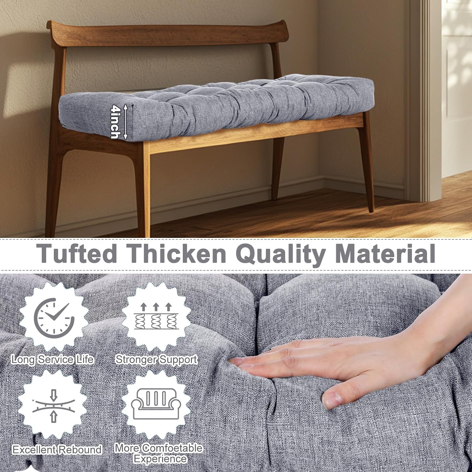 packed outdoor bench cushion vacuum packed 42x16