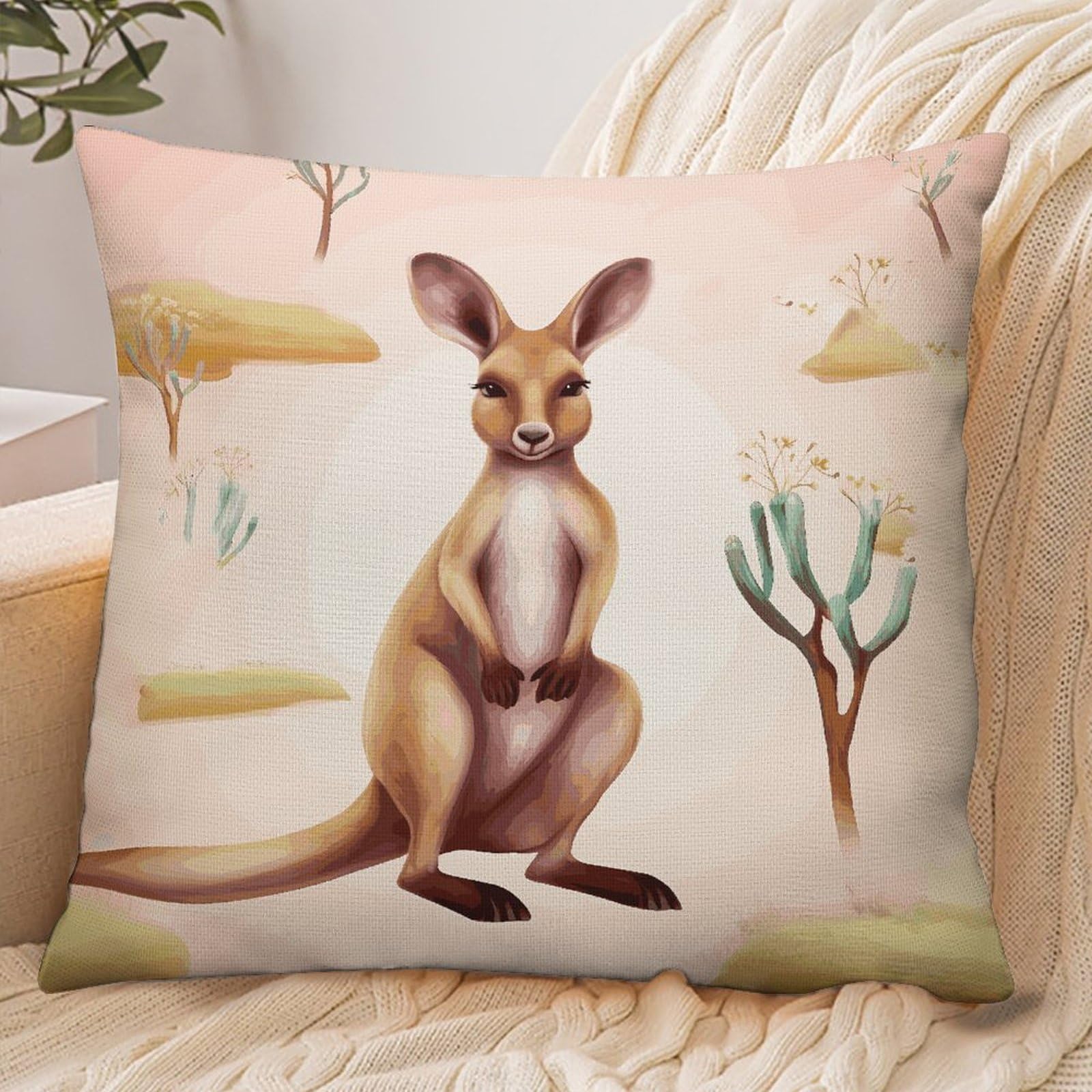 Fekiloot Style Funny Cartoon Kangaroo Zoo Pillowcase Pillow Sham Pillow Case