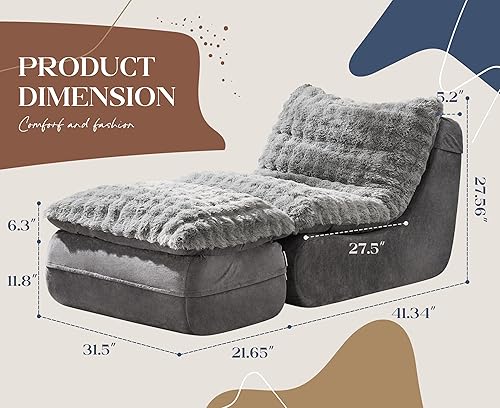 Miniatura 2 de Hobestluk Sofá sofá de espuma para espacios pequeños, cómodos sofás con reposapiés, sofá reclinable pequeño para sala de estar, dormitorio,