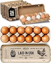 Hatortempt Bulk Egg Cartons - 24-Pack, Reusable 12-Count Basket - Recycled Paper Pulp Protection & Ventilation - Fits Small to XL Sizes - Cardboard Dozen Egg Carton Basket
