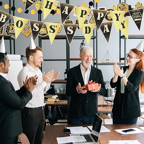 Miniatura 6 de Seajan 5 unidades de pancarta con purpurina para el día del jefe, guirnalda con purpurina para el día del jefe, decoración del día del jefe de oro