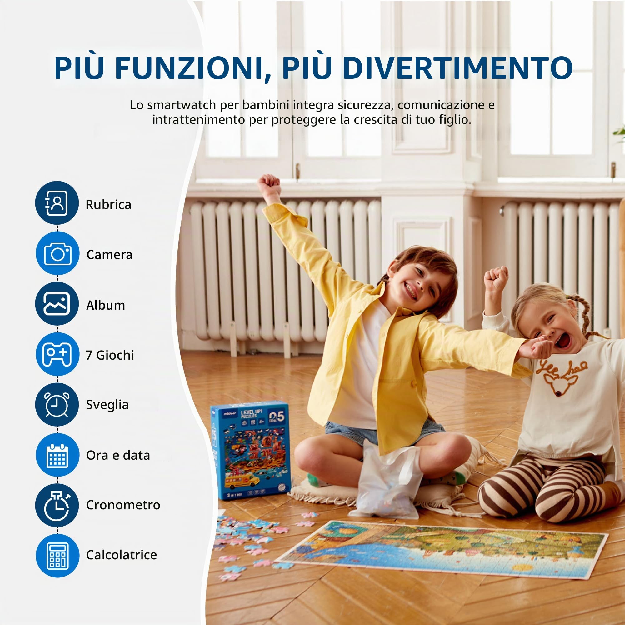 4G Smartwatch Bambini con GPS e Videochiamate, Orologio Telefono Bambino con Chiamate, Chat Vocale, SOS, Modalità Scuola, IP68, Contapassi, Sveglia, Fotocamera, Regalo per Ragazza e Ragazzo, Nero