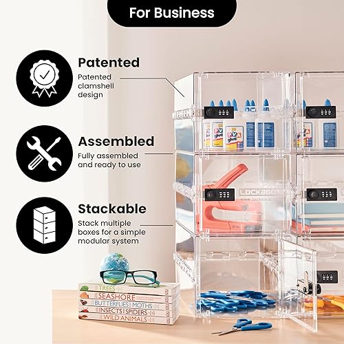 Miniatura 10 de Lockabox - Caja de almacenamiento con cerradura para alimentos medicinas electrónica y más contenedores de almacenamiento seguros con llave