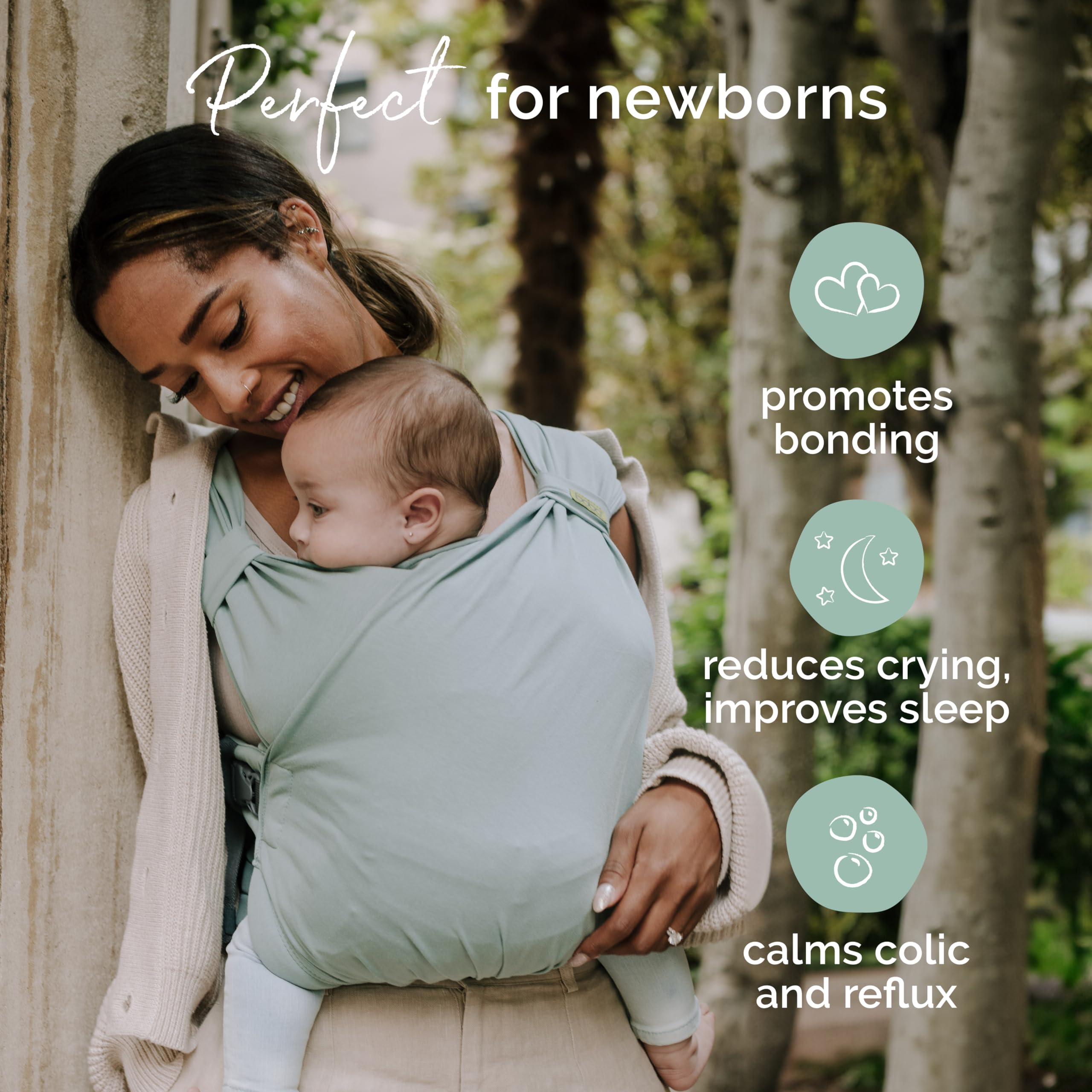 Boba Bliss Pre-Wrapped Baby Carrier with Buckle, Newborn to 7-35 lbs Light - Image 2