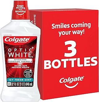 Optic White Whitening Mouthwash, 2% Hydrogen Peroxide, Fresh Mint, 32 Ounce, 3 Pack (Packaging May Vary)