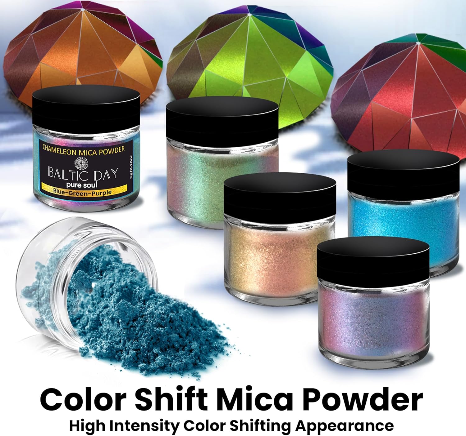 BALTIC DAY - Chameleon Mica Powder, 8 Jars of Color Shift Mica Powder Set - Epoxy Resin Color Pigment Powder - Chameleon Powder - Holographic Mica Powder - Nr2 - Image 2