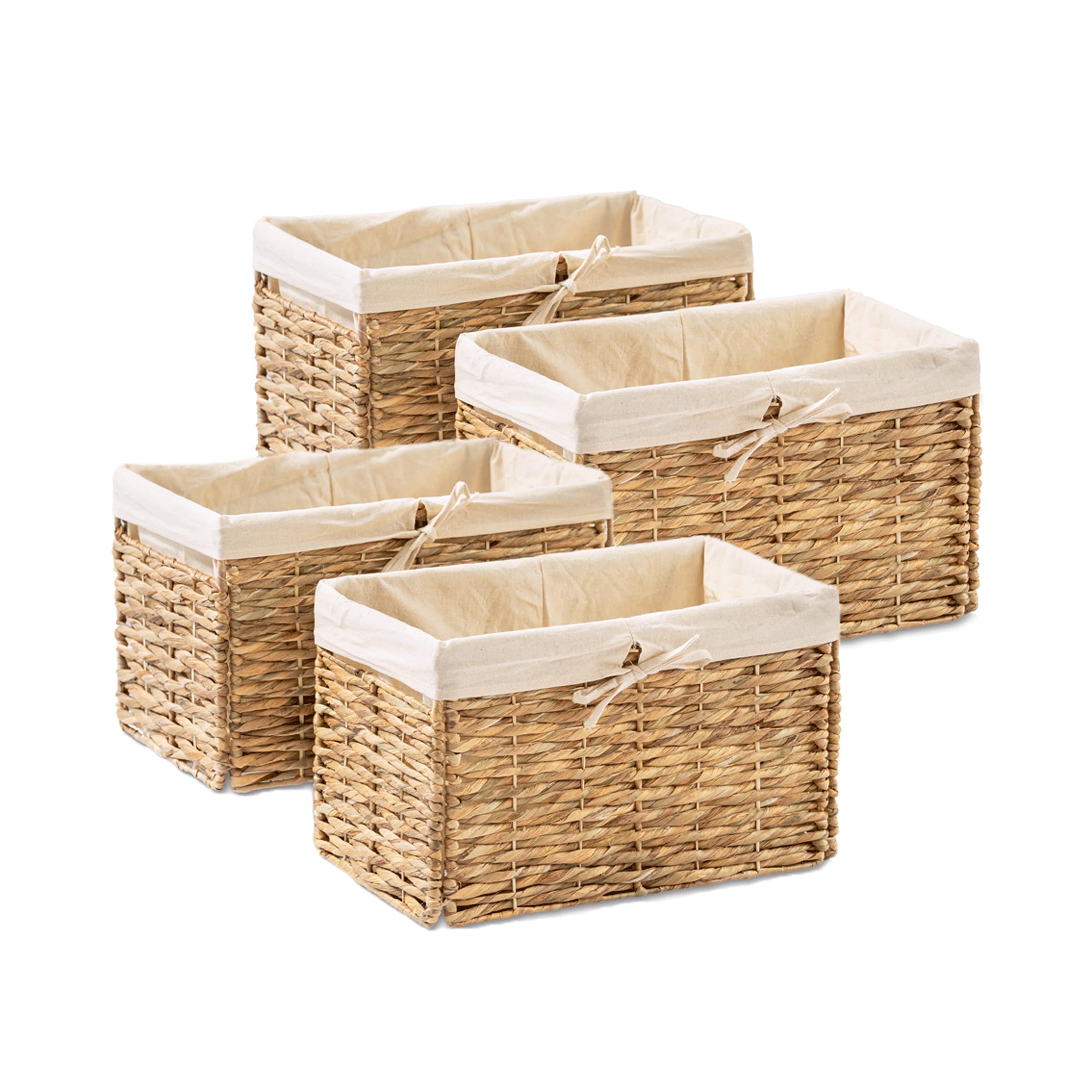 Artera Wicker Foldable Storage Basket - Natural Storage Bins with Handles for Pantry Living Room Office Bathroom, Set of 4. (4)