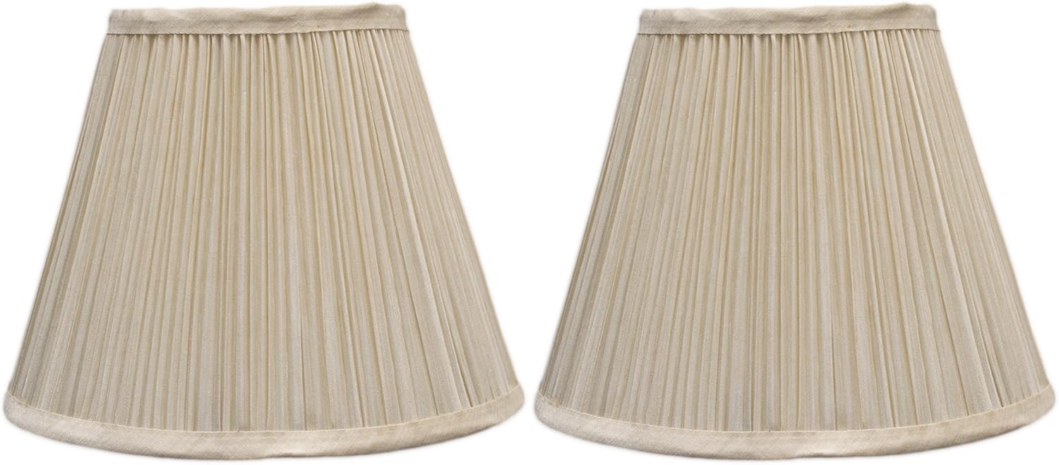 Urbanest Set of 2 Mushroom Pleated Softback Lamp Shade, Faux Silk, 5-inch by 9-inch by 7-inch, Cream, Spider