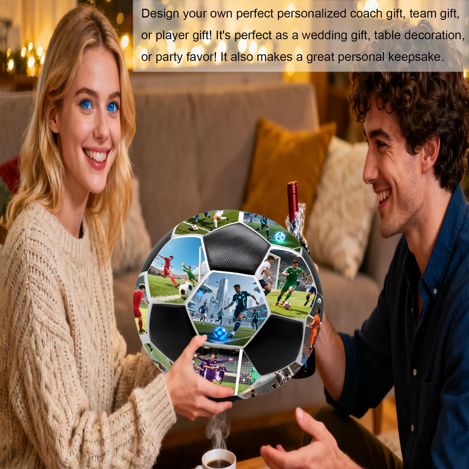 Tallas Oficiales 4 para Exteriores Equipamiento para Balones De Fútbol, Personalizado Tallas 5 Regalos De Balón De Fútbol con 31 Fotos Y Texto, Deportes Fútbol De Ocio(Sizes-4)