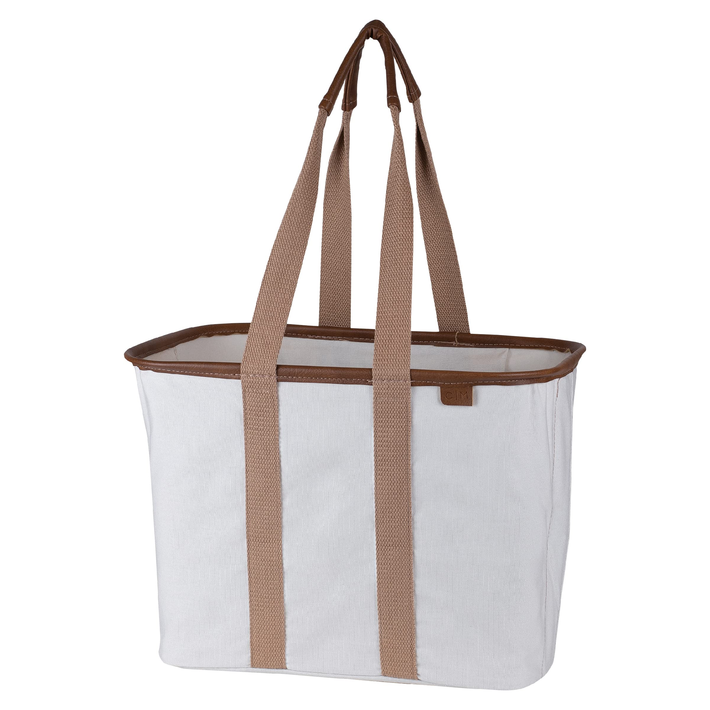 Photo 1 of CleverMade Reusable Collapsible Durable Grocery Shopping Bag Cream Latte 20L Not Insulated Tote Bag