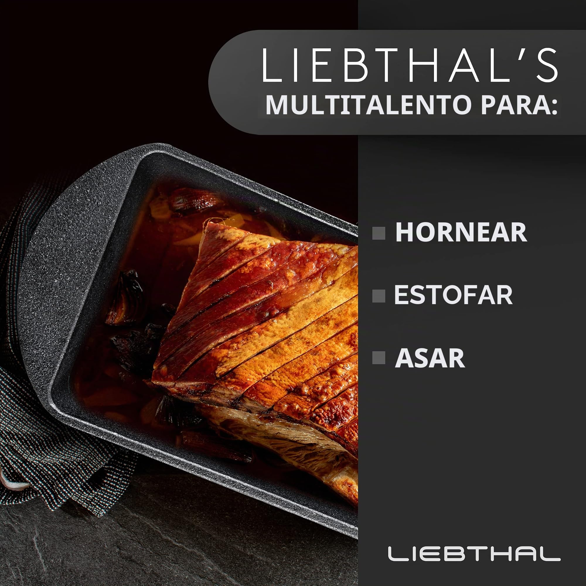 LIEBTHAL Molde para hornear pan con tapa, inserto de silicona antiadherente de ajuste perfecto, olla de hierro fundido presazonada, 3,5 L, molde para hornear pan para asar, hornear y estofar