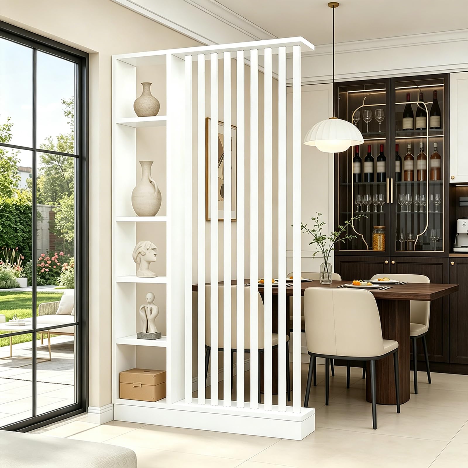 Divisorio a parete con ripiano contenitore (A Bianco, 120 cm)
