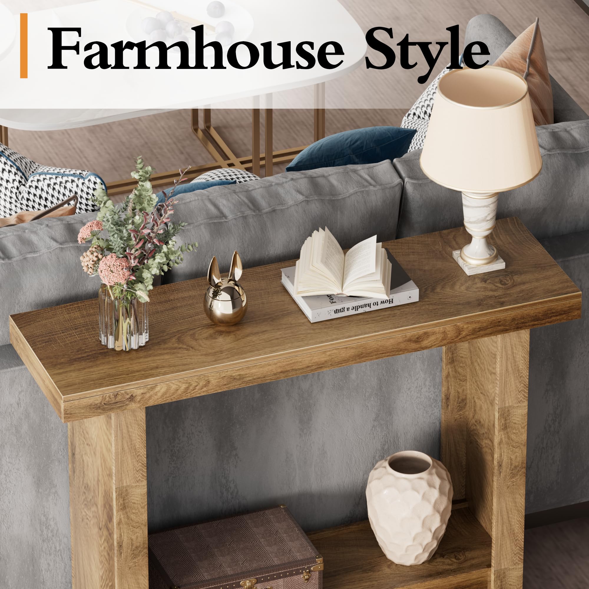 Best Small Console Table Entryway Picks for 2026 2 LIFECHOVY Farmhouse Wood Entryway Table Narrow Console Tables with Storage — product photo