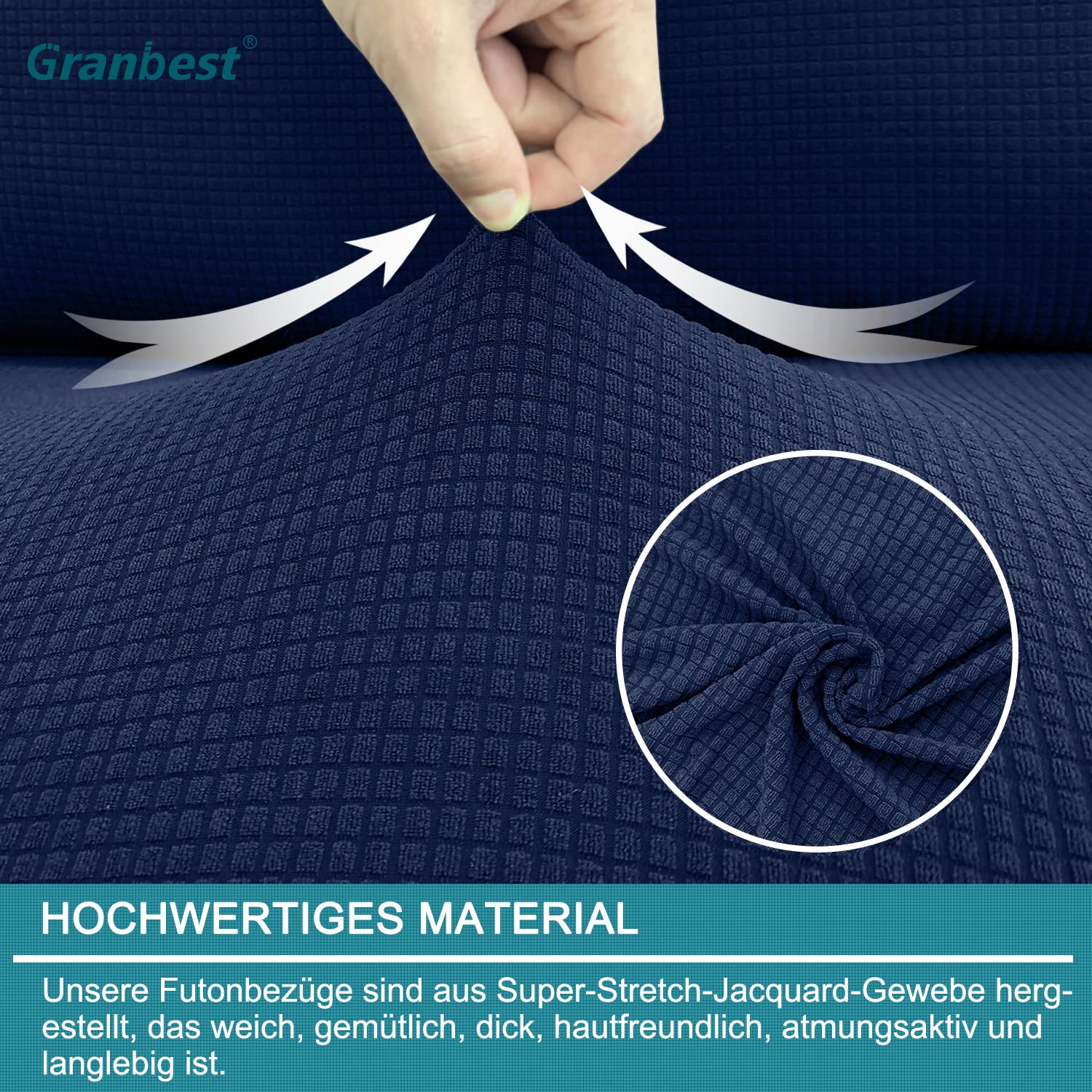 Granbest Copertura impermeabile senza bracciolo Futon ad alta elasticità per divano letto pieghevole antiscivolo senza braccioli (blu marino)