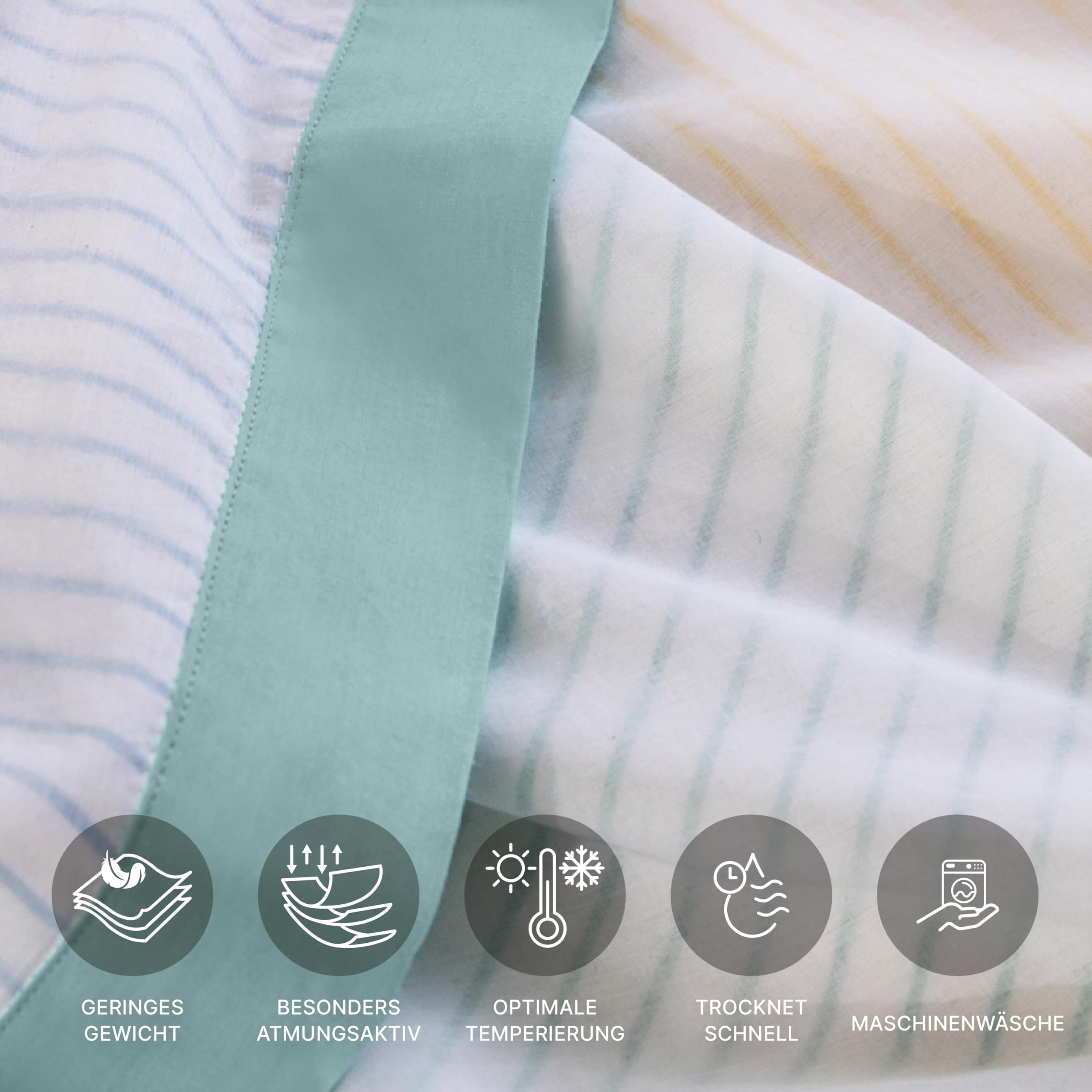 RELAXOUND Oryginalna kołdra letnia Breezyblanket Mini "Mint" – z efektem AirFlair – designerska kołdra Dohar z 3 warstwami bawełny – oddychająca dla optymalnej temperatury – 110 x 150 cm