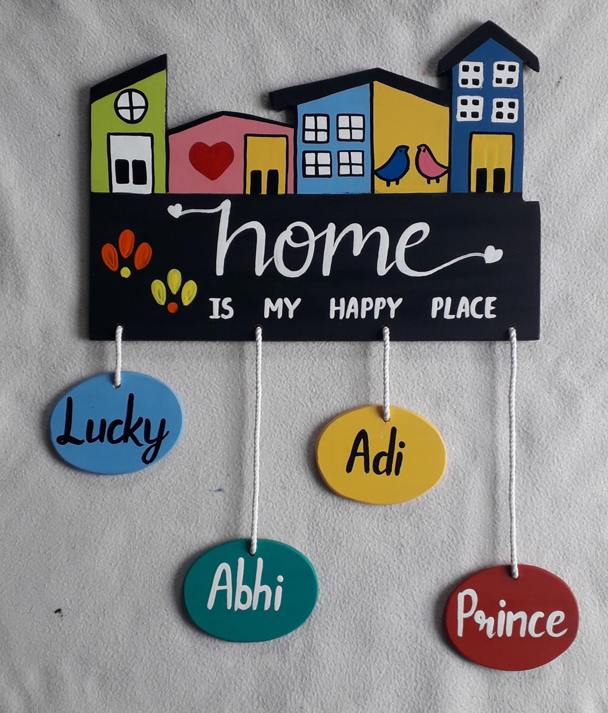 ROSE GARDEN ART Home Door Wooden Name Plate with HAND PRINTED Acrylic Paint Letters on 8mm ISI marked PLYWOOD. Size L 16 inch.x H22 Inch. (Multicolour 4). (B09N7P7CHV) Amazon Price History, Amazon Price Tracker