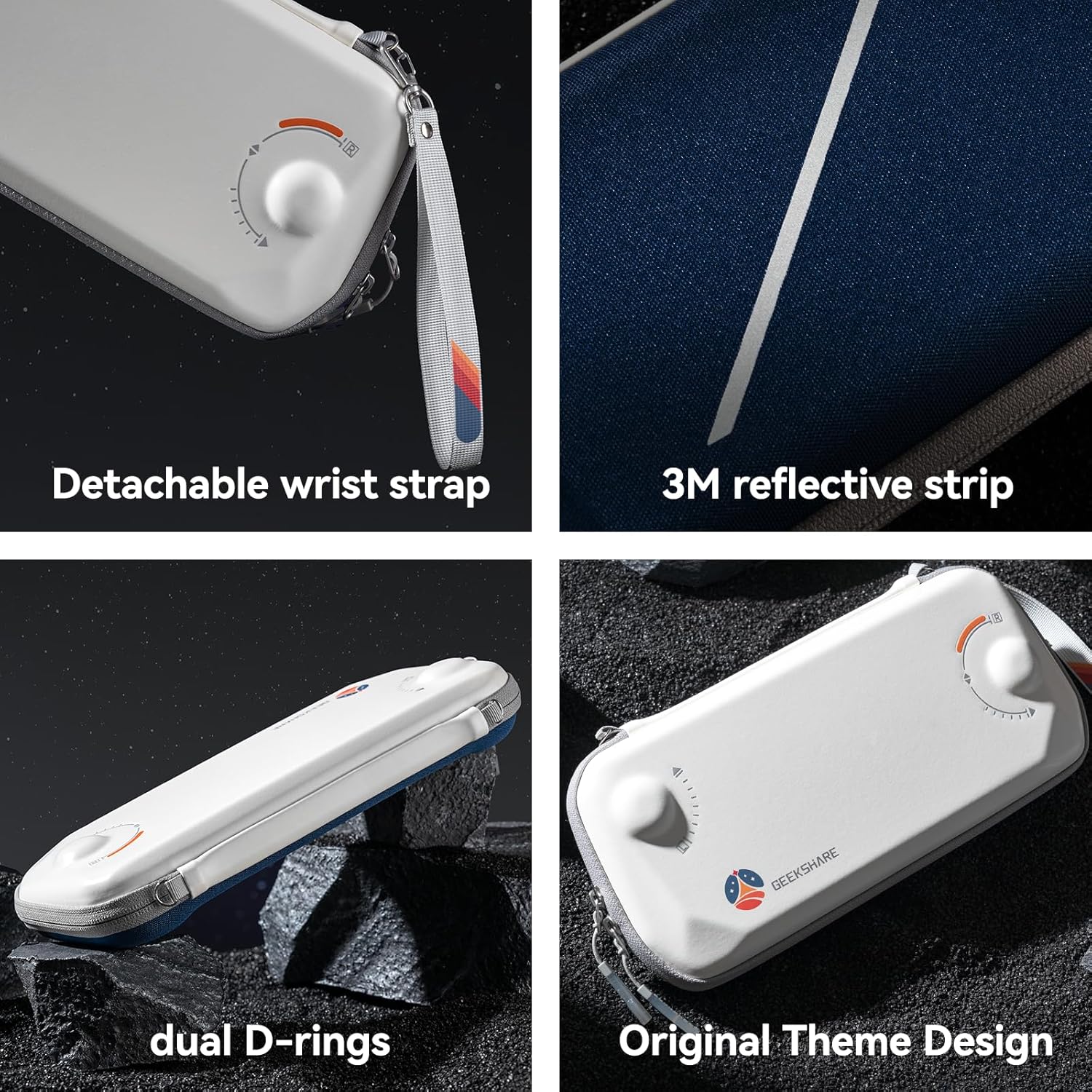 GeekShare Starlight Air Carrying Case for Switch 2 (NS2) Console - Slim PU/Oxford Protective Travel Bag with 3M Reflective Strip, 12 Game Card Slots & Detachable Wrist Strap - Image 6