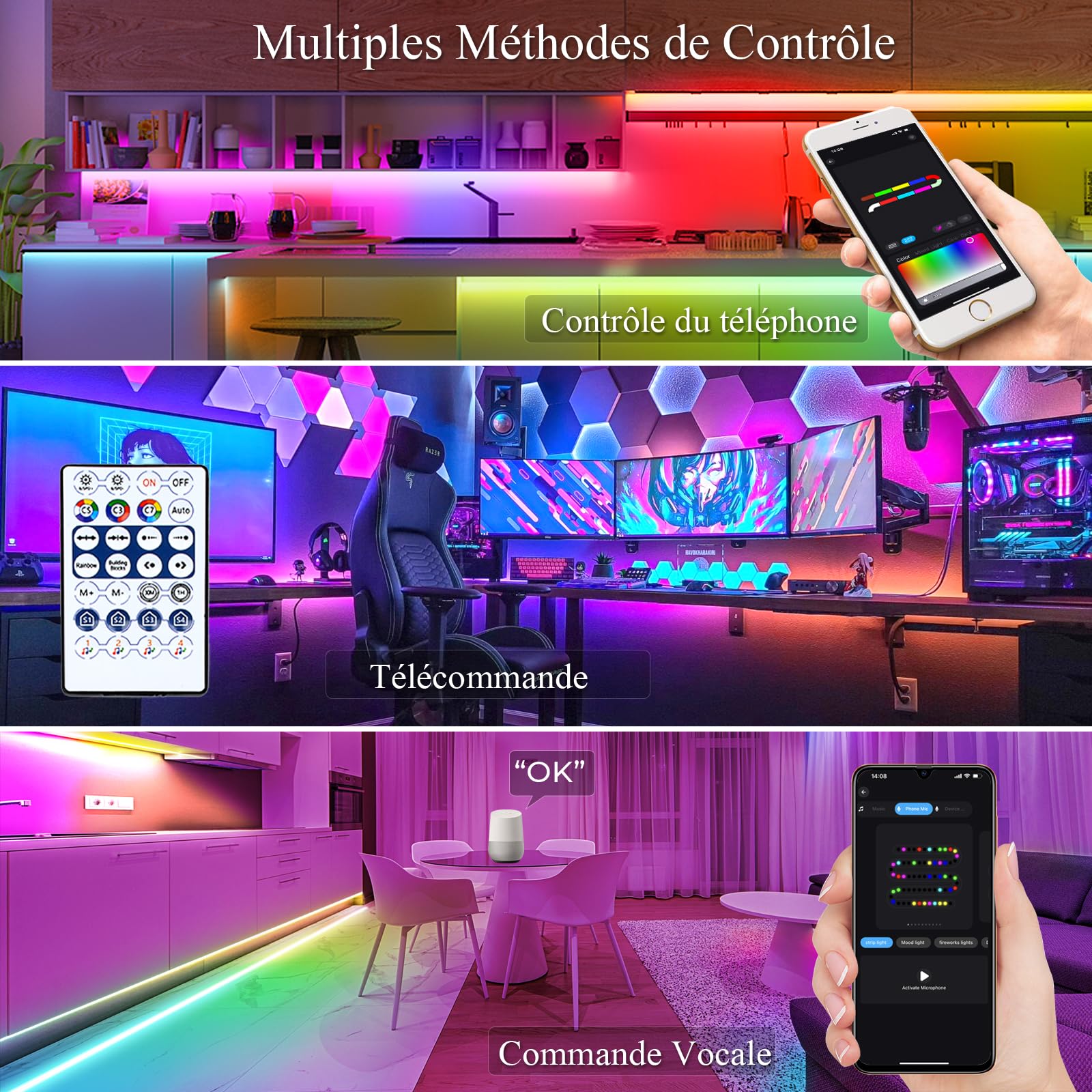 RGB+IC LED COB 10M tira tira led con controlador WIFI 576LEDs/M 24V regulable multicolor tira luminosa para el hogar dormitorio cocina
