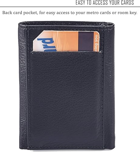 Miniatura 2 de Billetera para hombre, de piel auténtica, con bloqueo RFID, con ventana de identificación, en caja de regalo