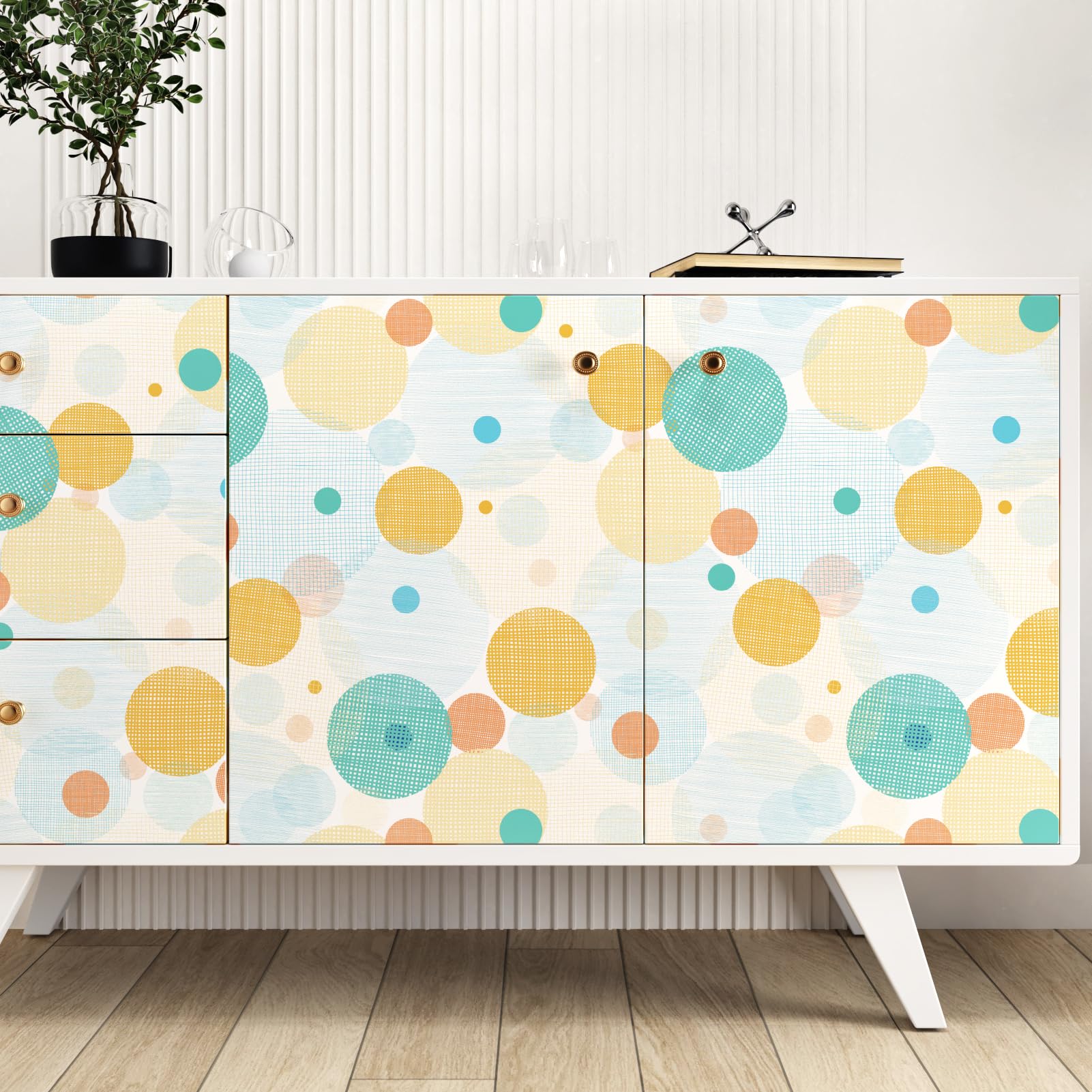 Yullpaper Papier Peint Adhesif Mural Rouleau Adhesif Decoratif Motif de Cercle Coloré Papier