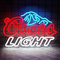 JFLLamp Coors Light LED Neon Sign 17x11 Inch USB Wall Decor for Man Cave Bar Party - Azure Red White Brightness Adjustable