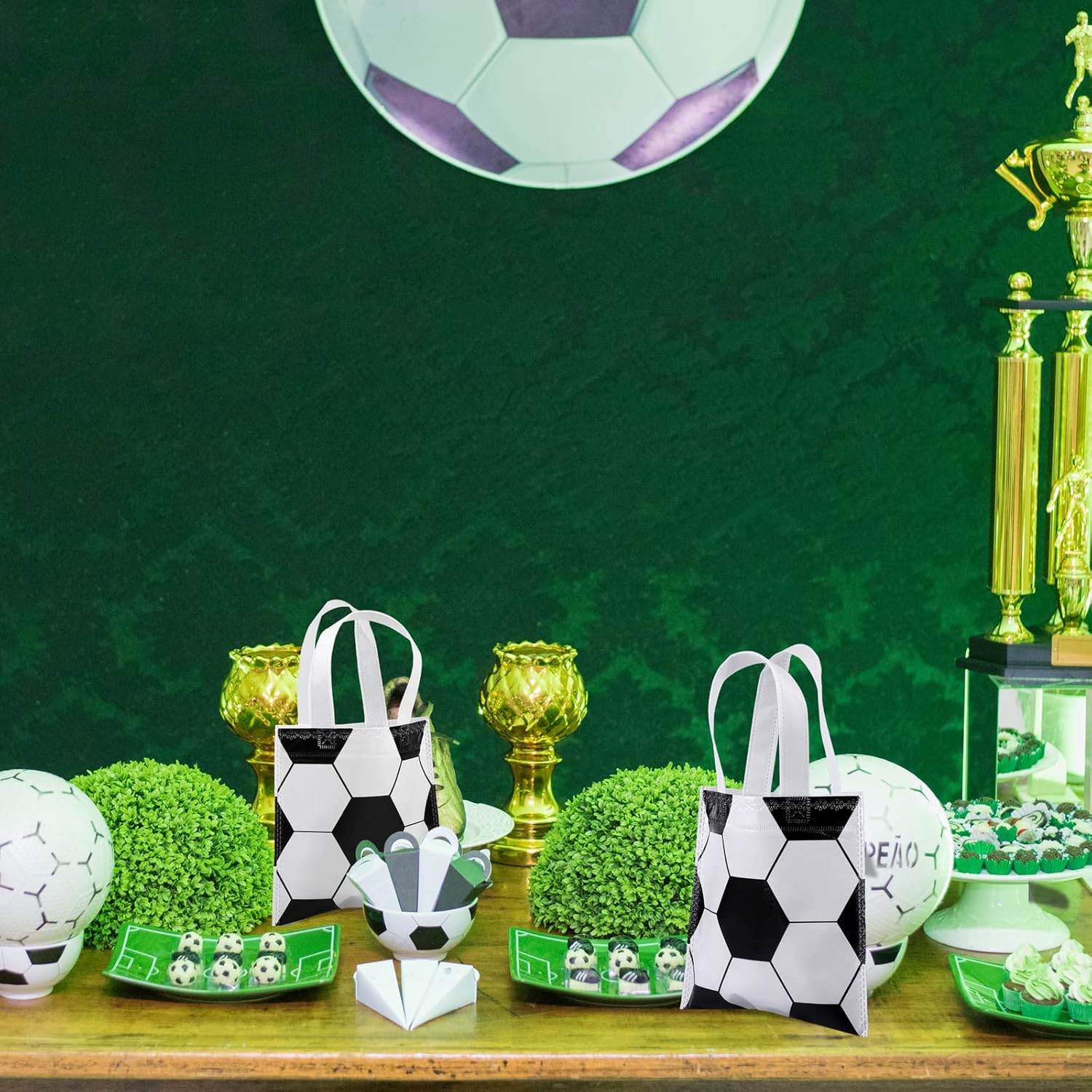 Mimind 24-Piece Soccer Non-Woven Party Favor Bags with Handles - 7.8 x 7.8 Inch, Perfect for Sports Theme Parties, Baby Showers, Birthdays - Image 7