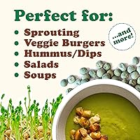 Vista 6 de Guisantes verdes secos enteros, 2.5 libras – Vatana verde, germinable, vegano, kosher, a granel. Necesita remojo previo. Rico en proteínas, fibra