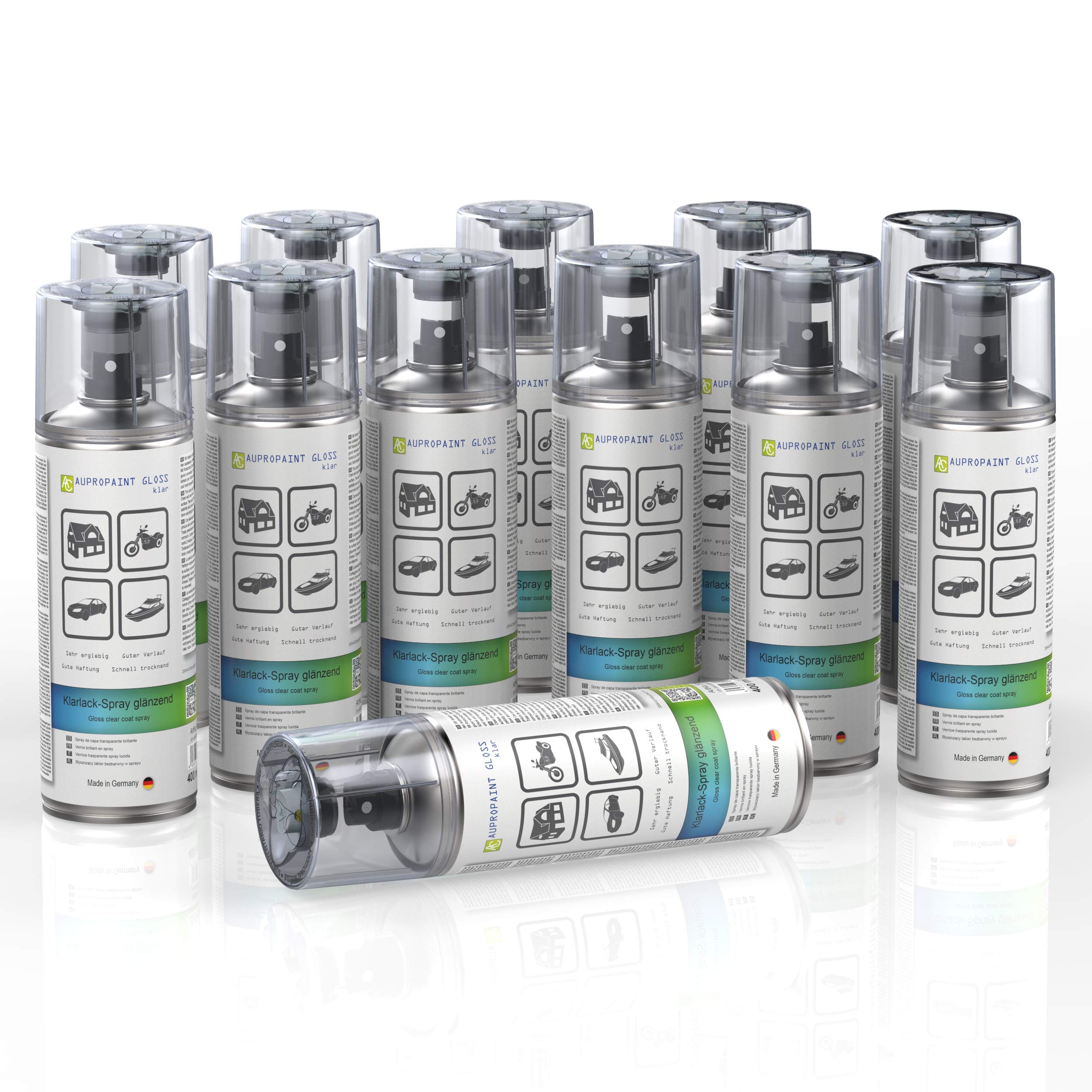 AUPROTEC Lackspray AUPROPAINT GLOSS Klarlack glänzend Sprühlack Glanzlack Auto Lack Spray 12x 400ml