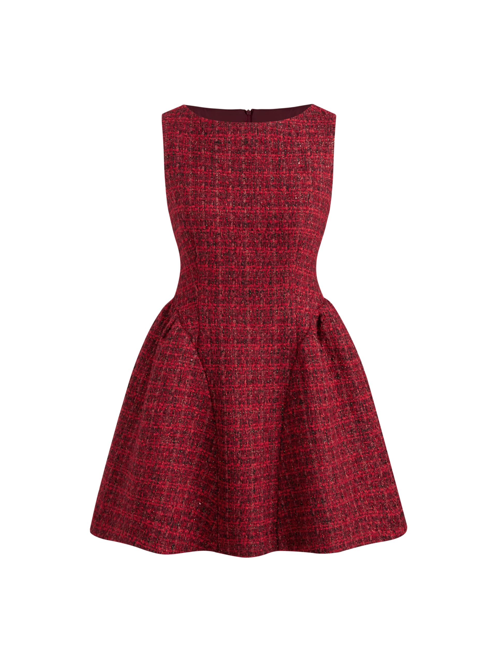 CIDER Mini Dress Sleeveless Tweed Ruffle Short Dresses Boat Neck Middle Waist Party Dress
