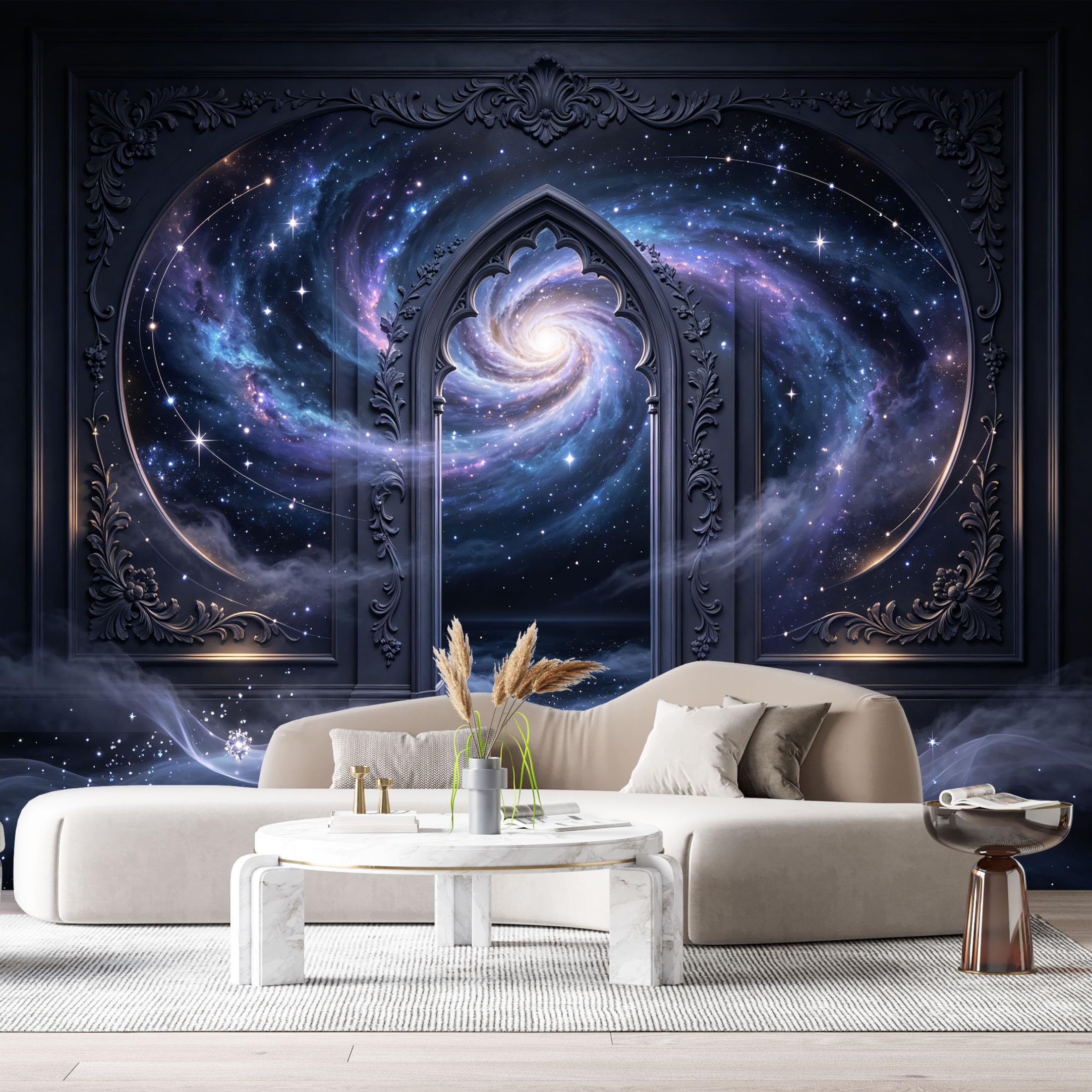 Custom Size Wall Murals Galaxy Archway Space Nebula 3D Trompe L'Oeil SelfAdhesiveWall Fabric Removable Wallpaper Wall Decor for Living Room Bedroom Bathroom