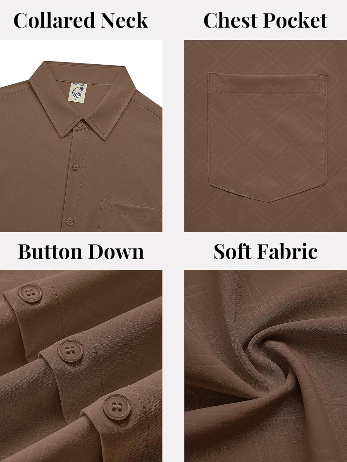 Hardaddy Men's Casual Button Down Shirt Short Sleeve Four-Way Stretch Printed Button Up Business Dress Shirt for Men - Image 6