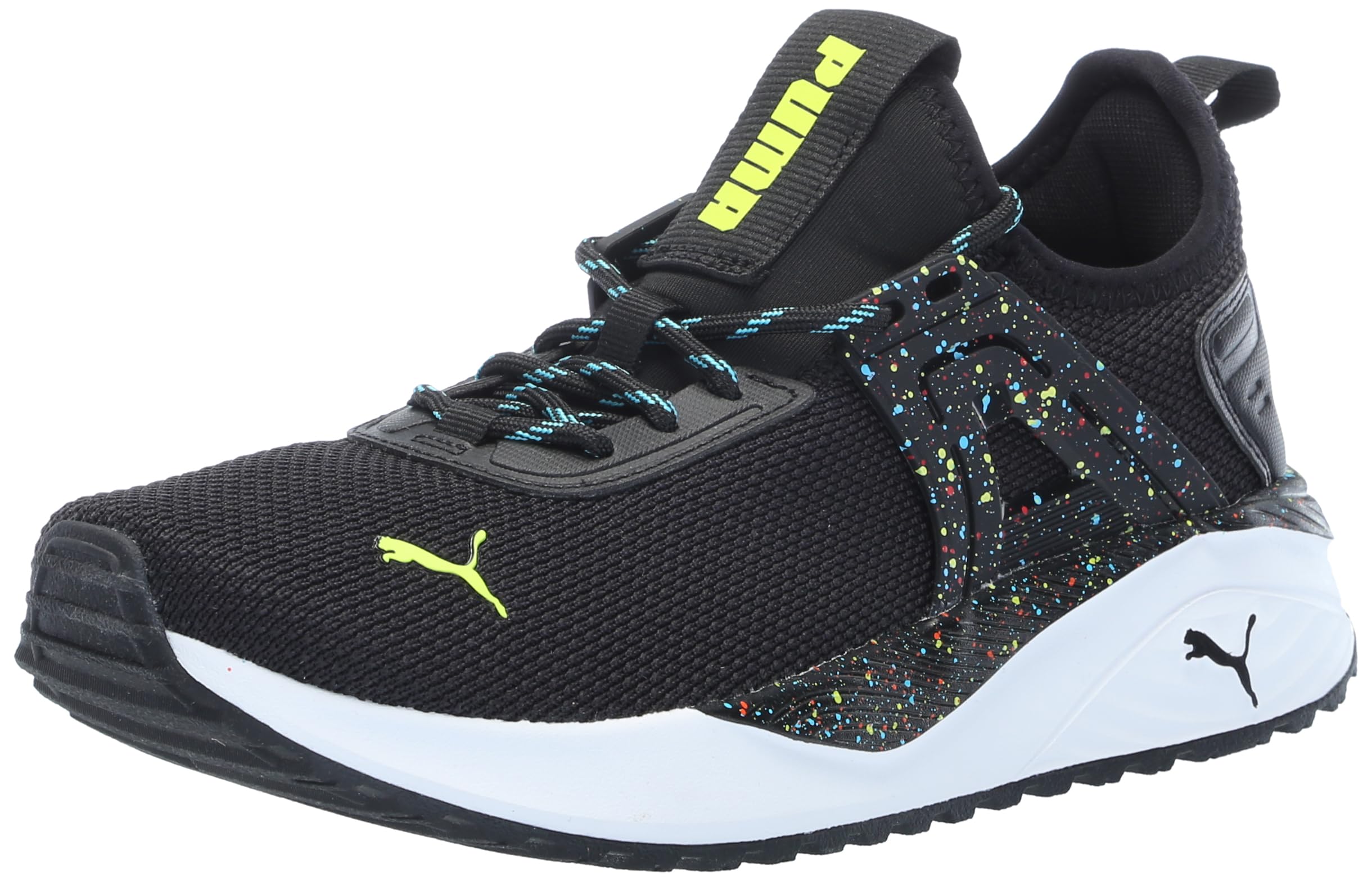 Puma Unisex-Child, Pacer 23, Puma Black-Lime Smash-Bright Aqua, Big Kid 5