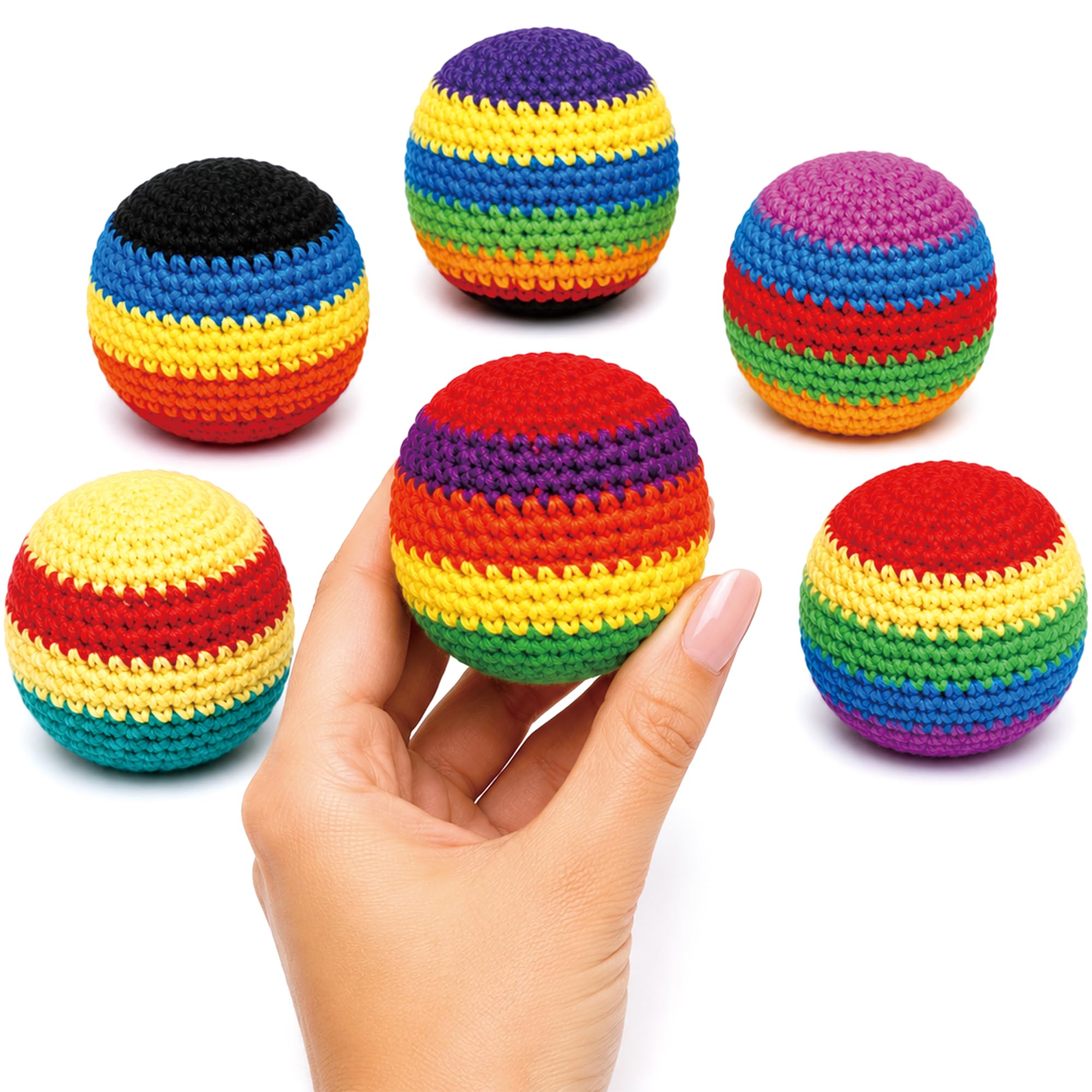 6PCS 12PCS 24PCS Crochet Footbag Set,Hand Knitted Foot Bags,Colorful Kick Balls for Beginners,Soft Cotton Juggling Balls for Indoor Outdoor Games,