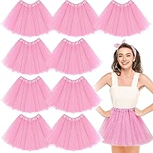 Foaincore 9 Pcs Women's Tutu Skirt Adult 4 Layered Tulle Stars Sequins Ballet Dance Dress Sequin Skirt