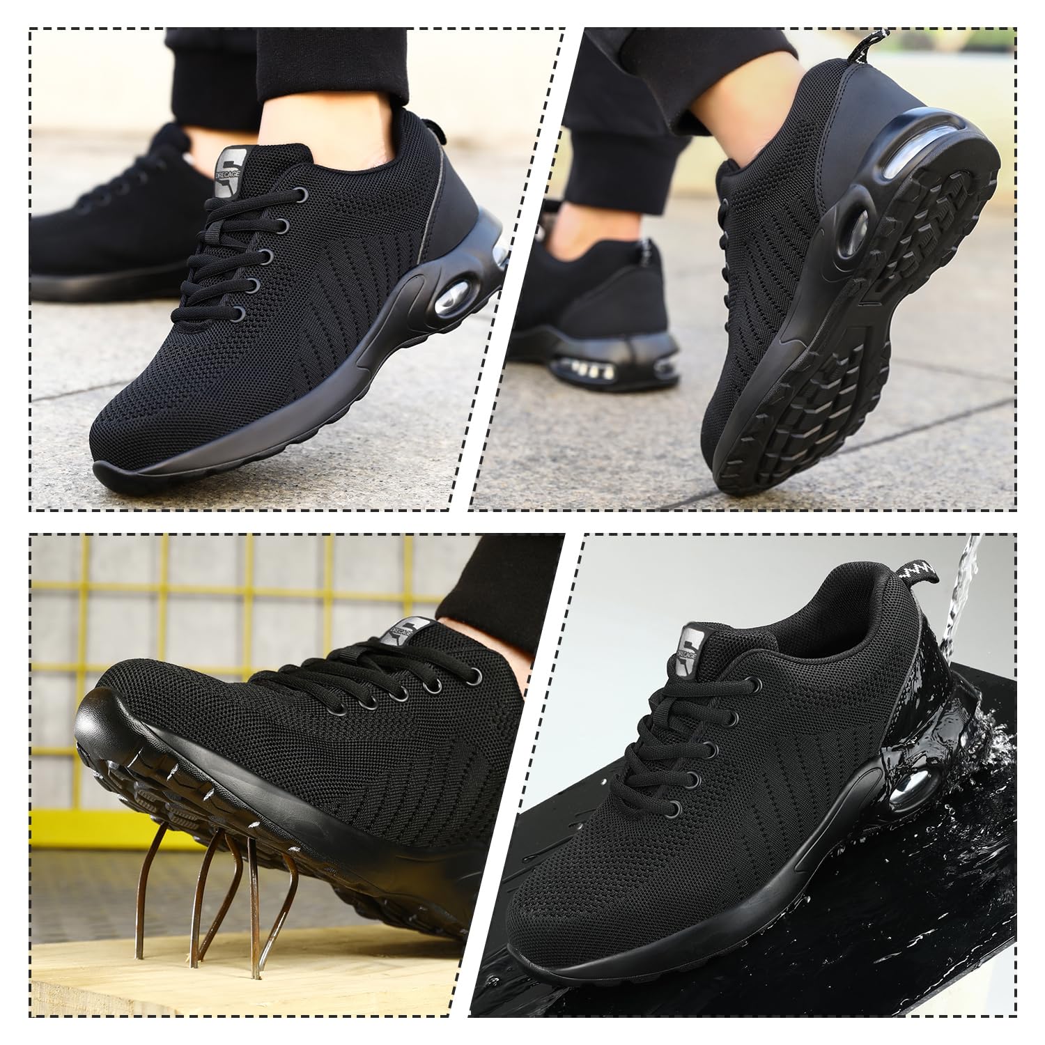 Scarpe da lavoro da donna, leggere, antinfortunistiche, traspiranti, sportive, con punta in acciaio, antiscivolo, con punta in acciaio