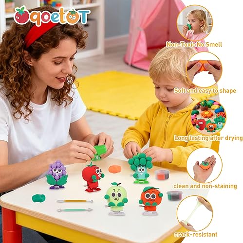 Miniatura 3 de Kit de arcilla seca al aire con 6 accesorios para pies caminables, seguro, no tóxico, ultra ligero, suave, no pegajoso para modelar para niños, 12