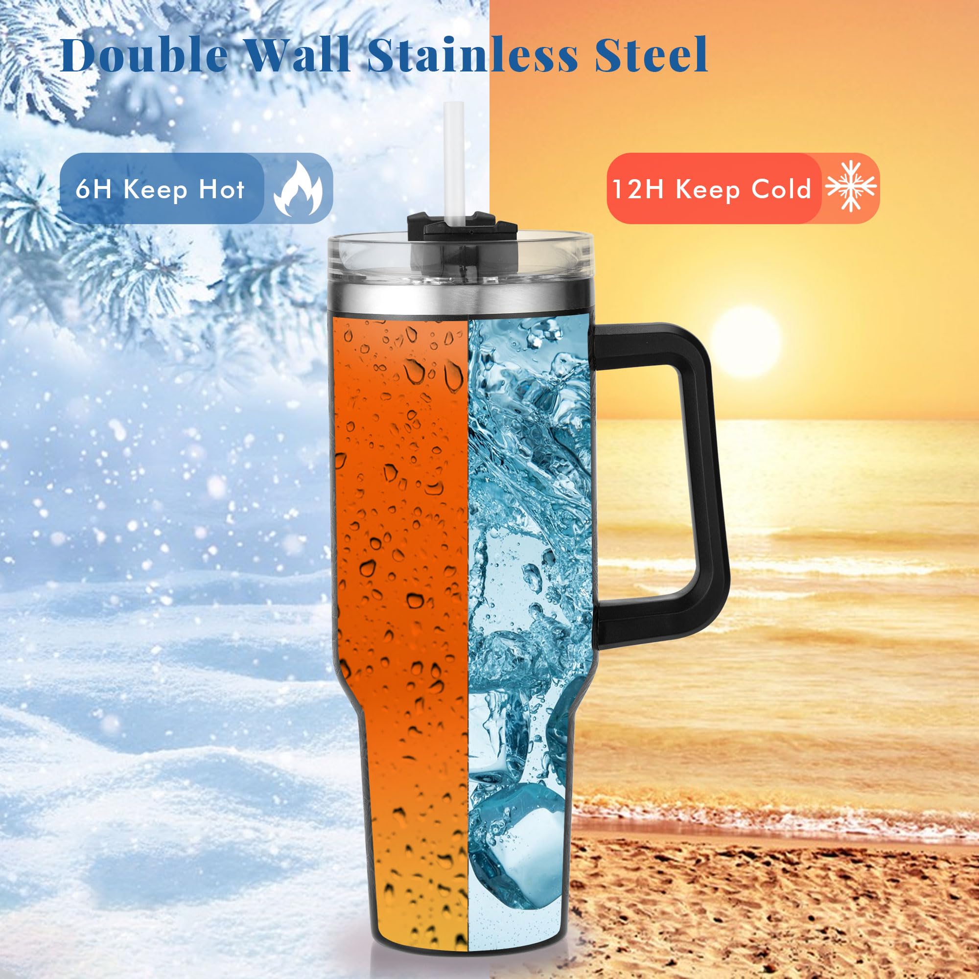 JUMBEAR Vaso De Calavera De Colores De 40 Onzas Con Asa Y Tapa Con