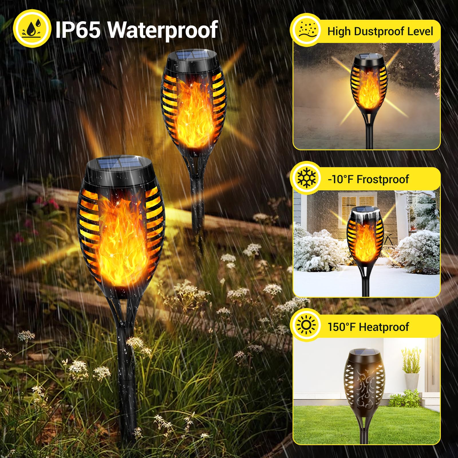 Solarleuchten für den Außenbereich, 10 Stück, Solar-Tiki-Fackeln mit flackernder Flamme, 12 LEDs, Mini-Solar-Gartenleuchten für Terrasse, Hof, Weg, Landschaftsdekorationen, Dämmerung bis
