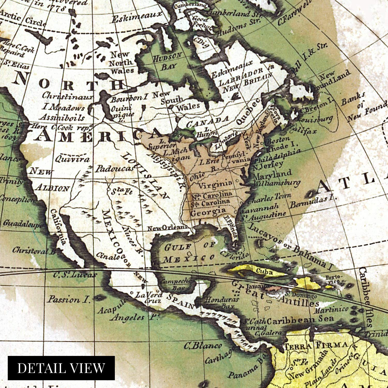 世界地図専用 Amazon.co.jp: Historix Vintage 1795 世界地図 - (ホワイト) 18x24