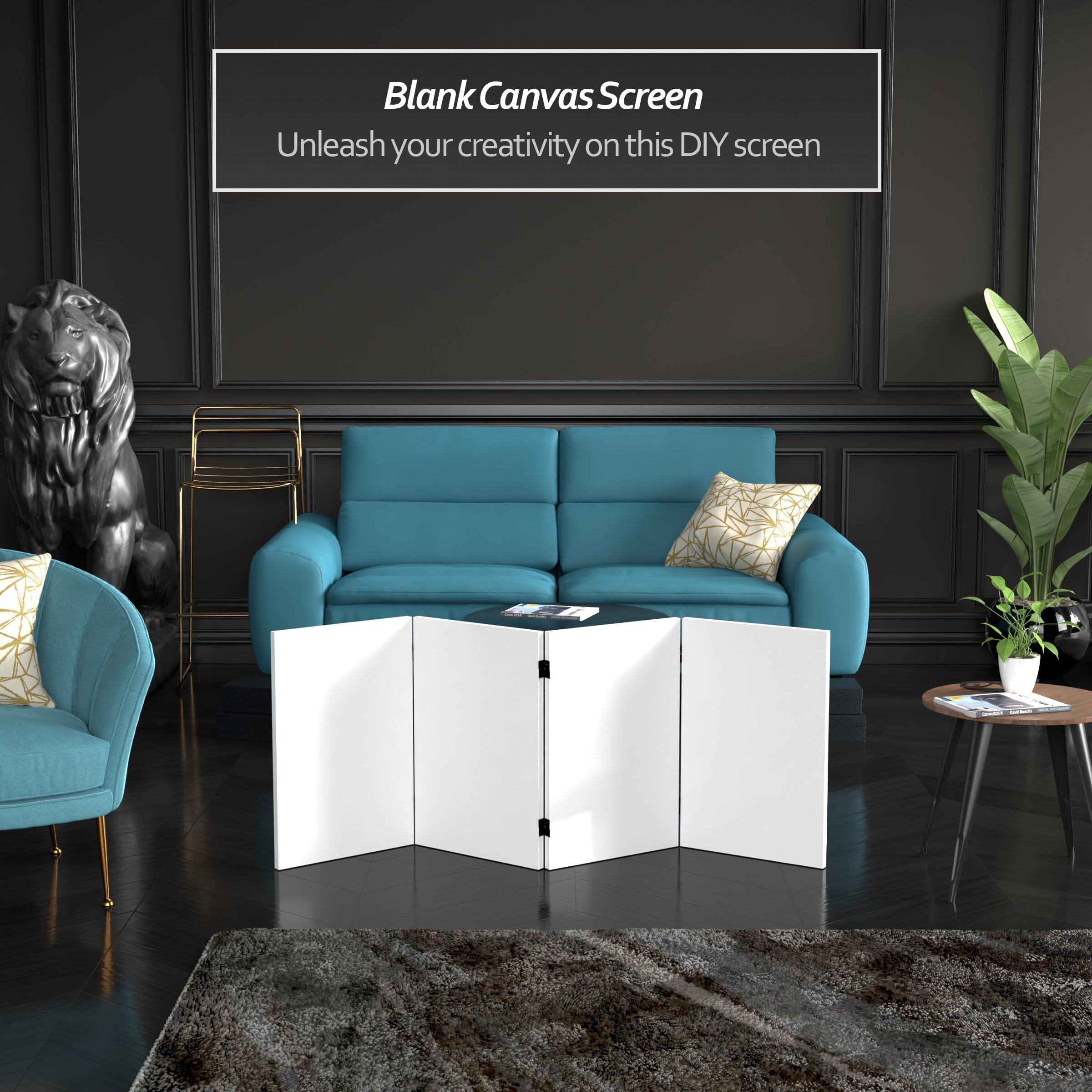 Snapklik.com : 2 Ft. Short Do It Yourself Canvas Folding Screen 4 Panel